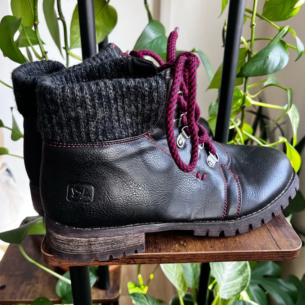 Dirty Laundry Black and Burgundy Moto Boots